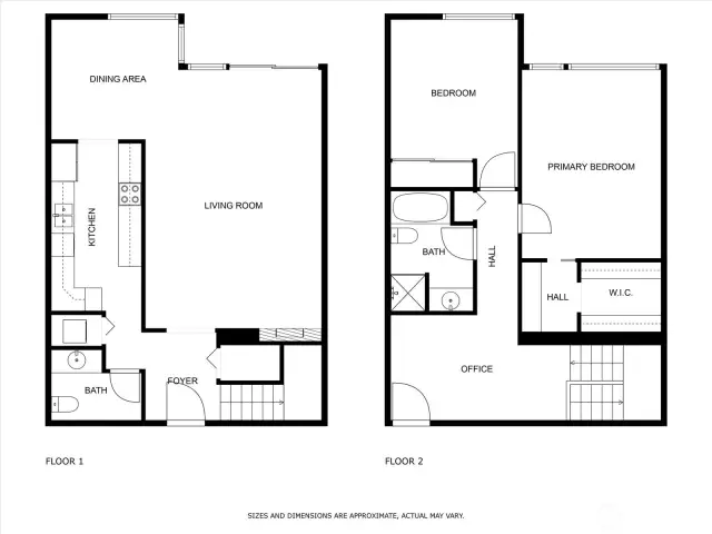 Upper and lower floorplans.