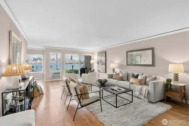 The living room has a great deck for your viewing pleasure.