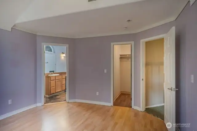 primary bathroom and walk in closet