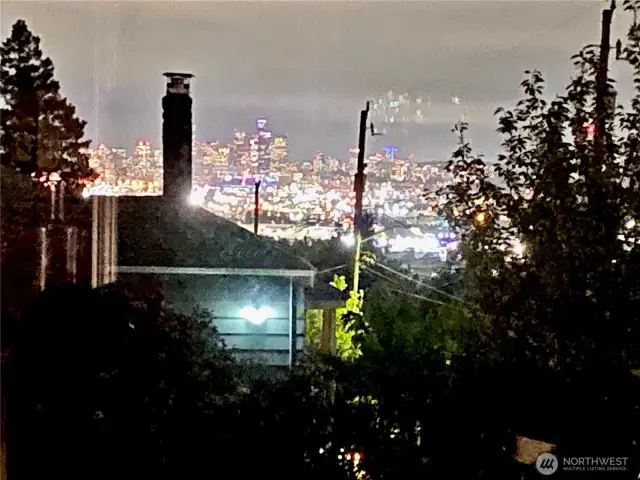 Night views of downtown Seattle & Bellevue from the living room.