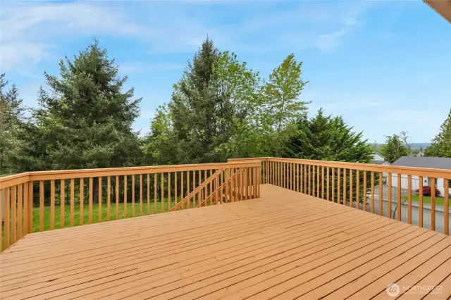 Oversized deck with access to yard below