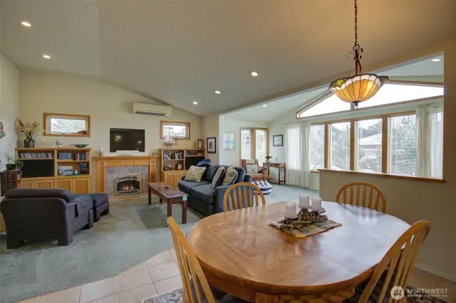 Lots of windows for light, custom vaulted ceilings, a propane fireplace for winter nights, there is so much to like about about your new beach house!