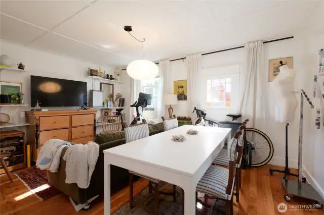 Inside the front door of the cottage, and to the right, you'll find the living room.