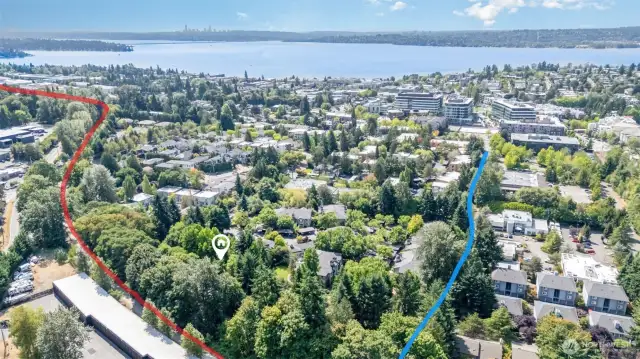Red line highlights the Cross Kirkland Corridor.