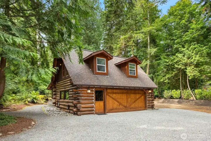 The detached 2 car garage and bonus space