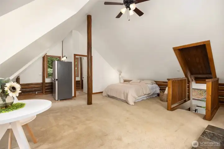 Upstairs you will find guest space and a 3/4 bath.