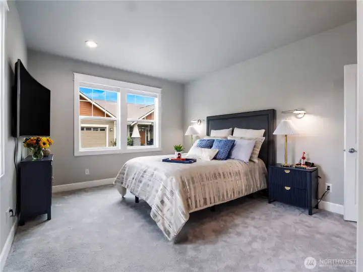 Custom blinds to let in the maximum light when you want light and gives you privacy when you don't.