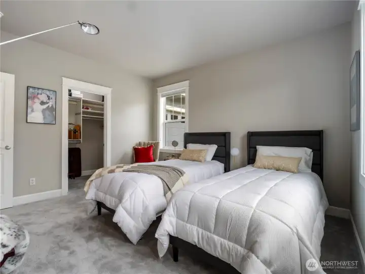 The large walk in closet hold all yours and your guests clothes and more.