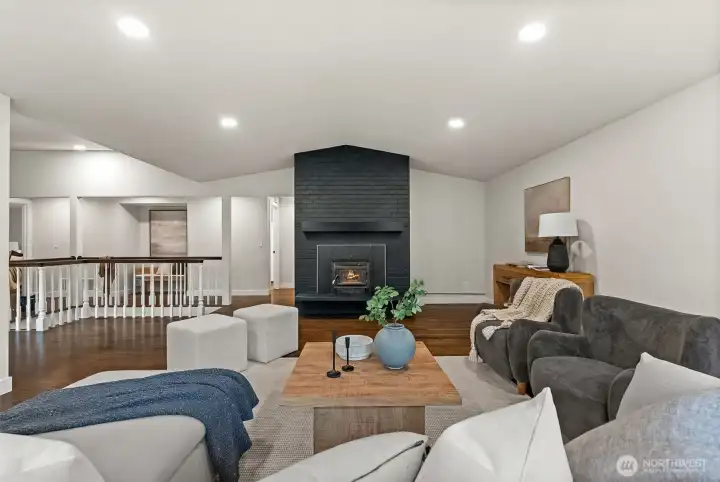 Open main living area with clear sightlines to kitchen and dining.