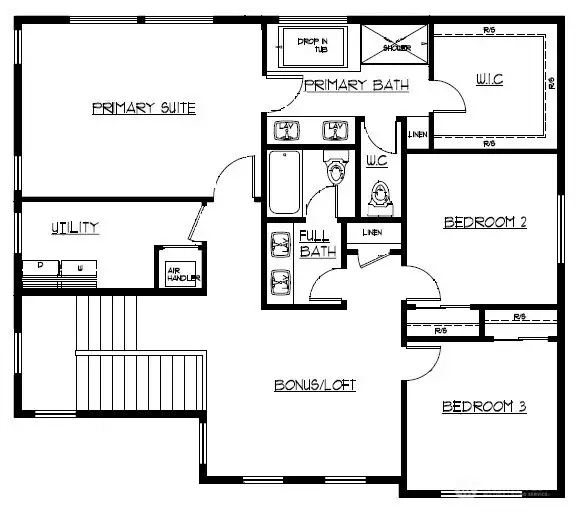 Upper floor plan. Actual home not pictured. Photo is for representation purposes only.