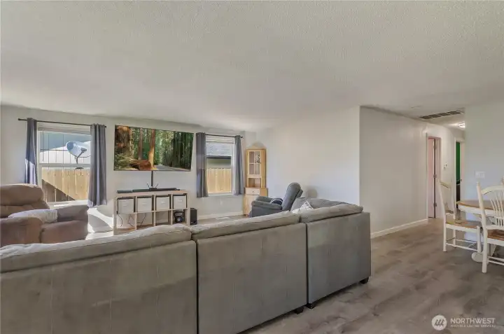 Kitchen, Dining and Family Room are all open to one another.