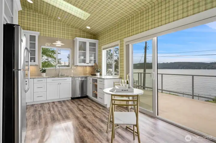 The wallpaper adds such a bright and warm vibe to the space, come see for yourself!!