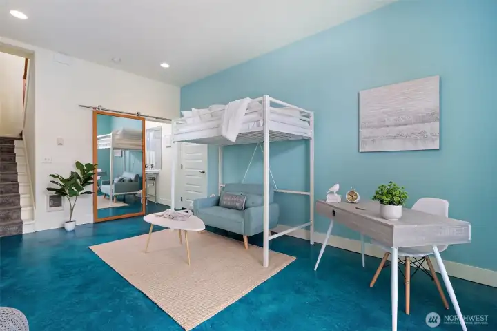 Spacious Main Floor Flex Space for sleeping, games, TV, office etc.