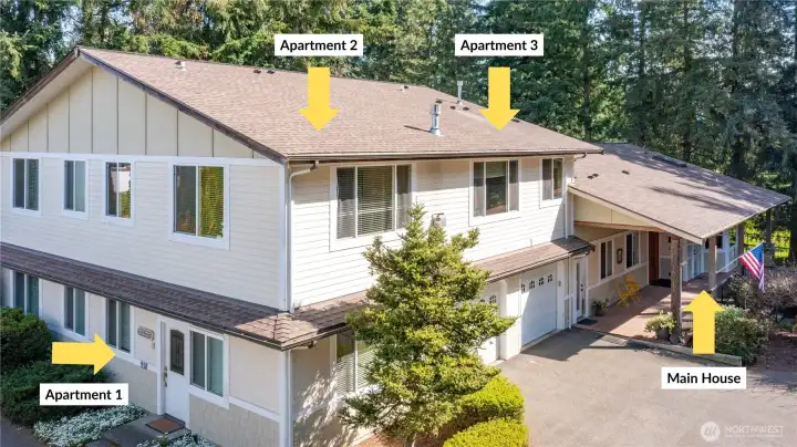 Exterior shot with labels for units