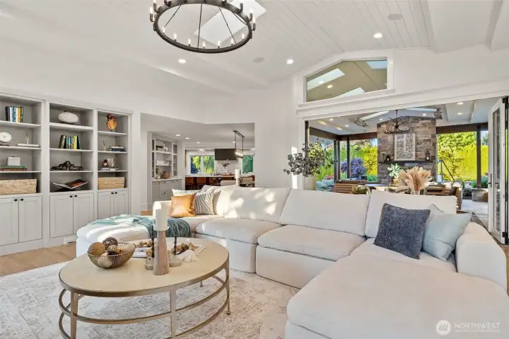 Inviting Vaulted Family/Great Room w Access to Outdoor Living Through Nano Doors.