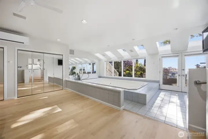 exercise, family room with swim spa looking southwest exercise, family room with swim spa looking southwest