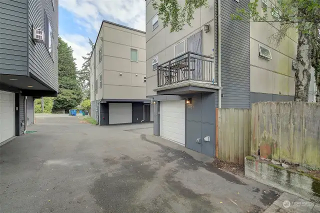 Plenty of space to turn around and park in garage