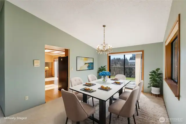 Dining Room Vaulted Ceilings Virtually Staged