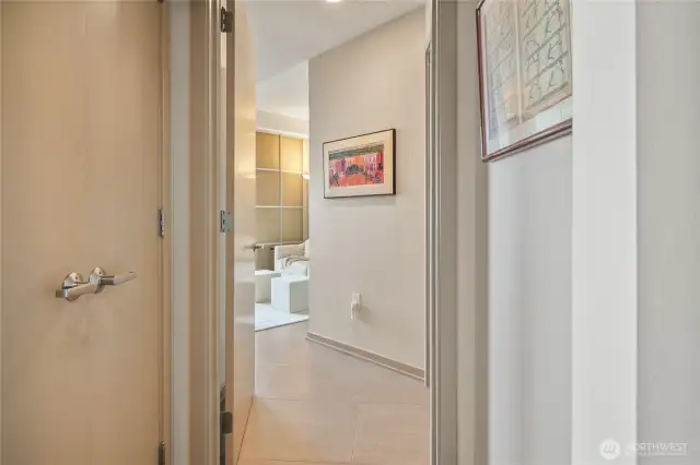 From here you have access to the first of two sleeping spaces, which does have a dedicated bathroom as well.