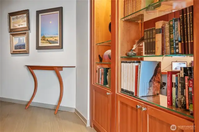 From the foyer you can easily access the open office area.