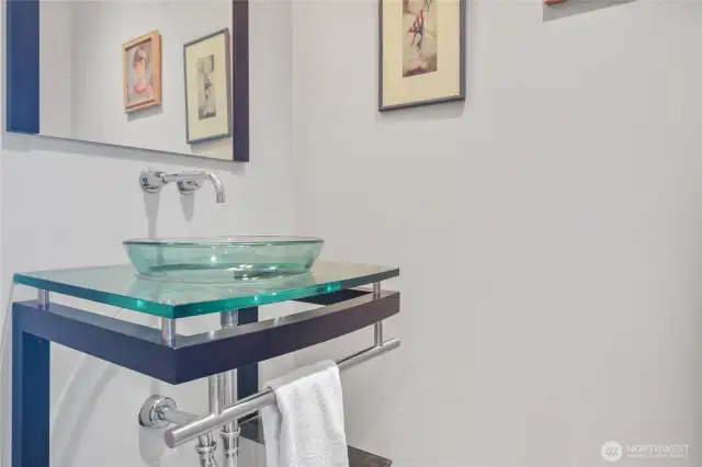 For the convenience of your guests ... a powder room just off the foyer.