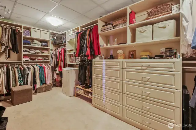 As promised, an enormous closet! There's additional storage and hanging space not seen in this image (to the right).
