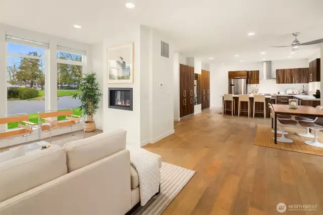 A shot from the living room looking towards the kitchen.