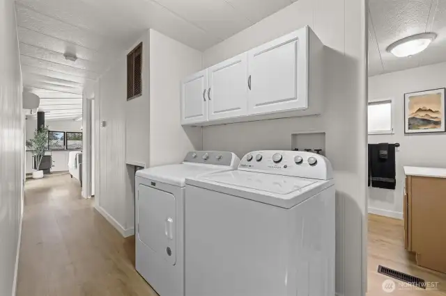 Washer and dryer stay with home.