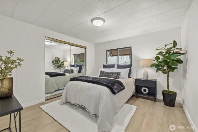 Primary bedroom with large closet space.