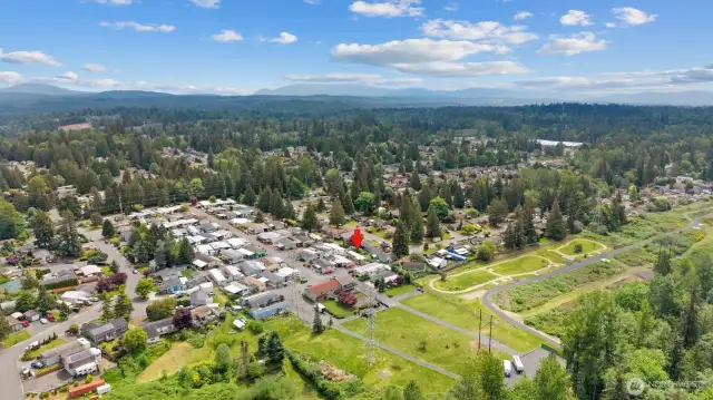 Aerial view. Located near Costco, Frontier Village and community center.