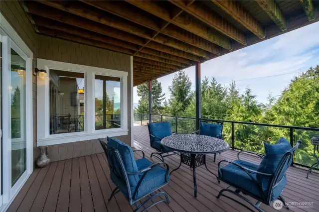 Lower Level Composite Wood Deck runs the entire width of the house to take in the beautiful Bellingham Bay Views