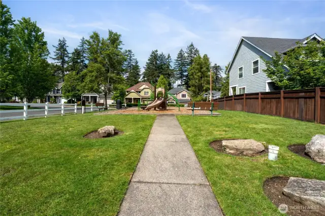 The Oaks community playground is across the street from home.