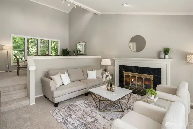 Step-down living area with cozy ambiance