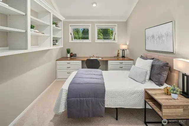 4th Bedroom/Office on upper level, built in desk