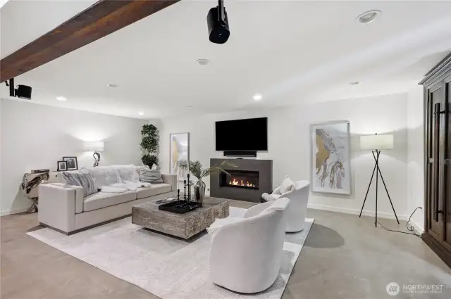 Entertaining room on the lower level with the radiant heated floors