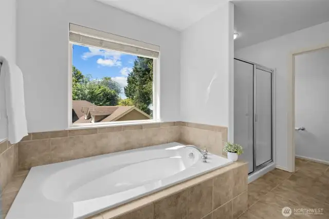 Primary Bathroom w/ Large Soaking Tub and Standup Shower