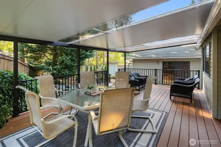 Large multi level deck with covered area great for entertaining - BBQ area is also covered.