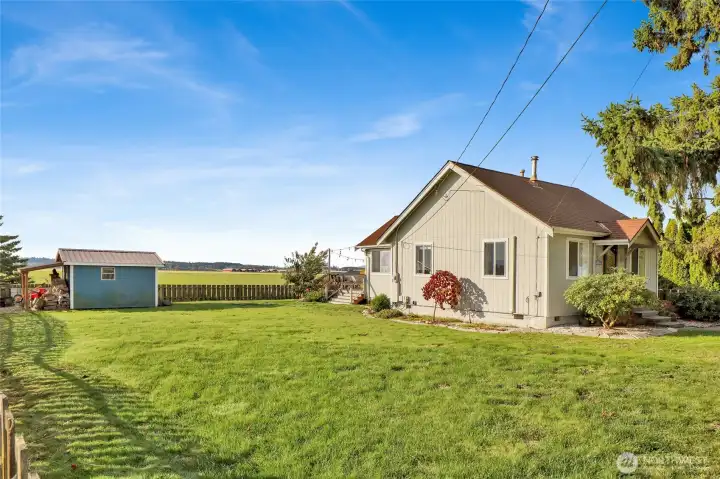 The large yard also has a new garden shed