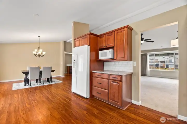 Dining room with gas fireplace