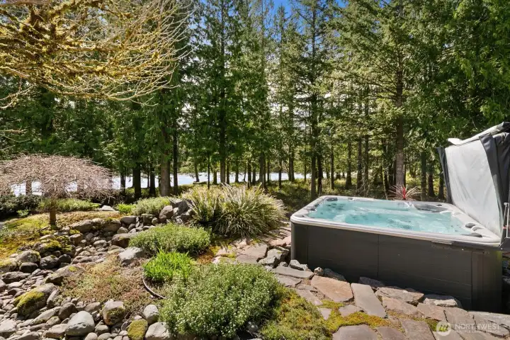 Take in river and mountain views from the spa