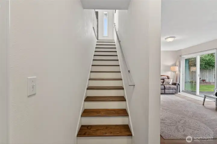Stairway from lower level to main floor
