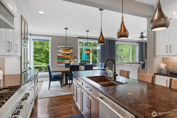 Huge eat up island with sink.
