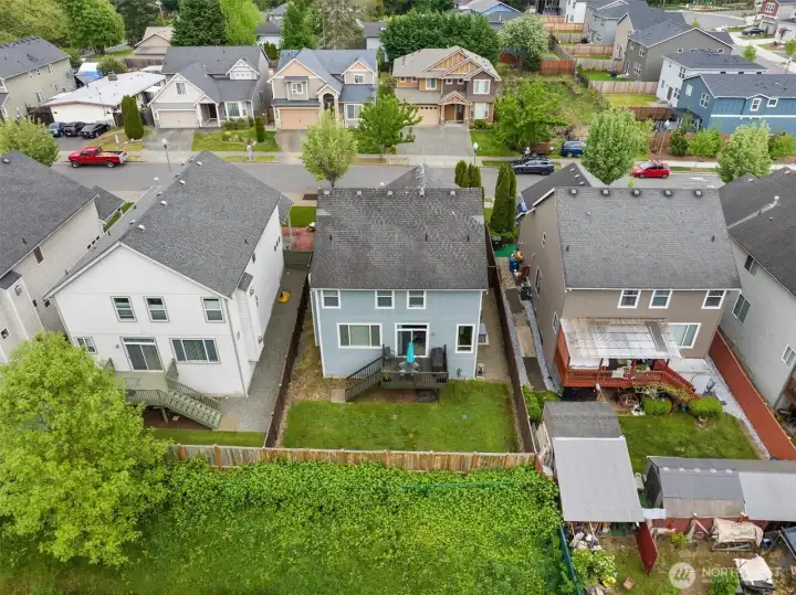 Aerial of the back of the home.