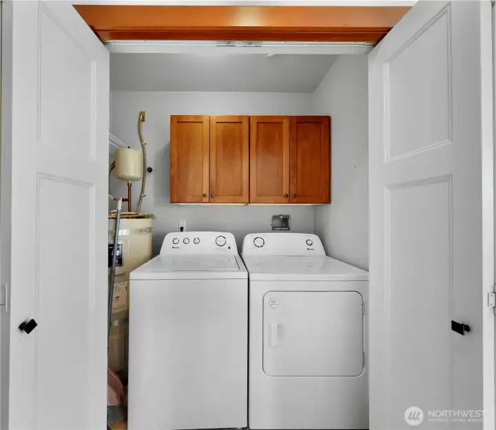 Laundry area complete with cabinet and some storage area, Laundry area complete with cabinet and some storage area,