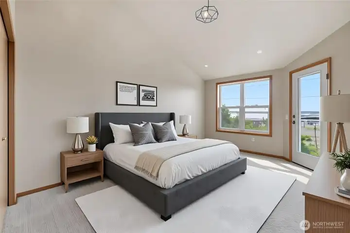 Virtually staged Primary suite