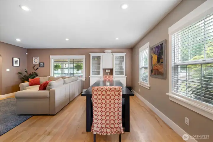 Dining room with built-in cabinet