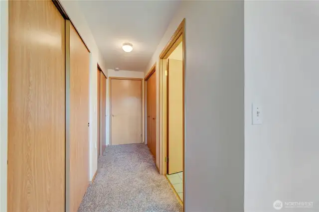 Unit B, Three Primary bedroom closets.