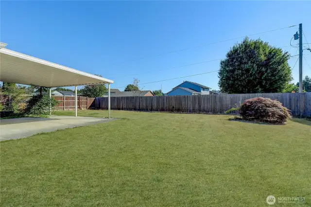 Unit B Back yard with covered cement patio