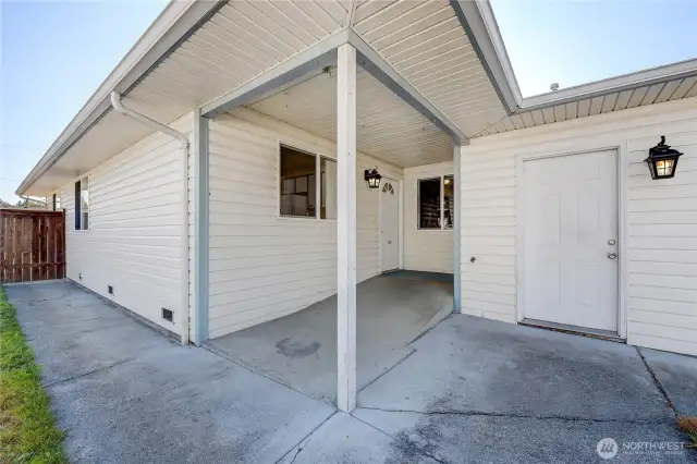 Unit A entry. have a one step and ramp.