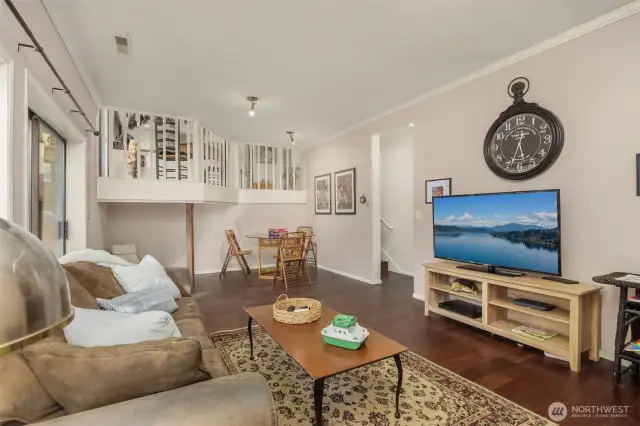 Lower level family room with sliding door to back yard